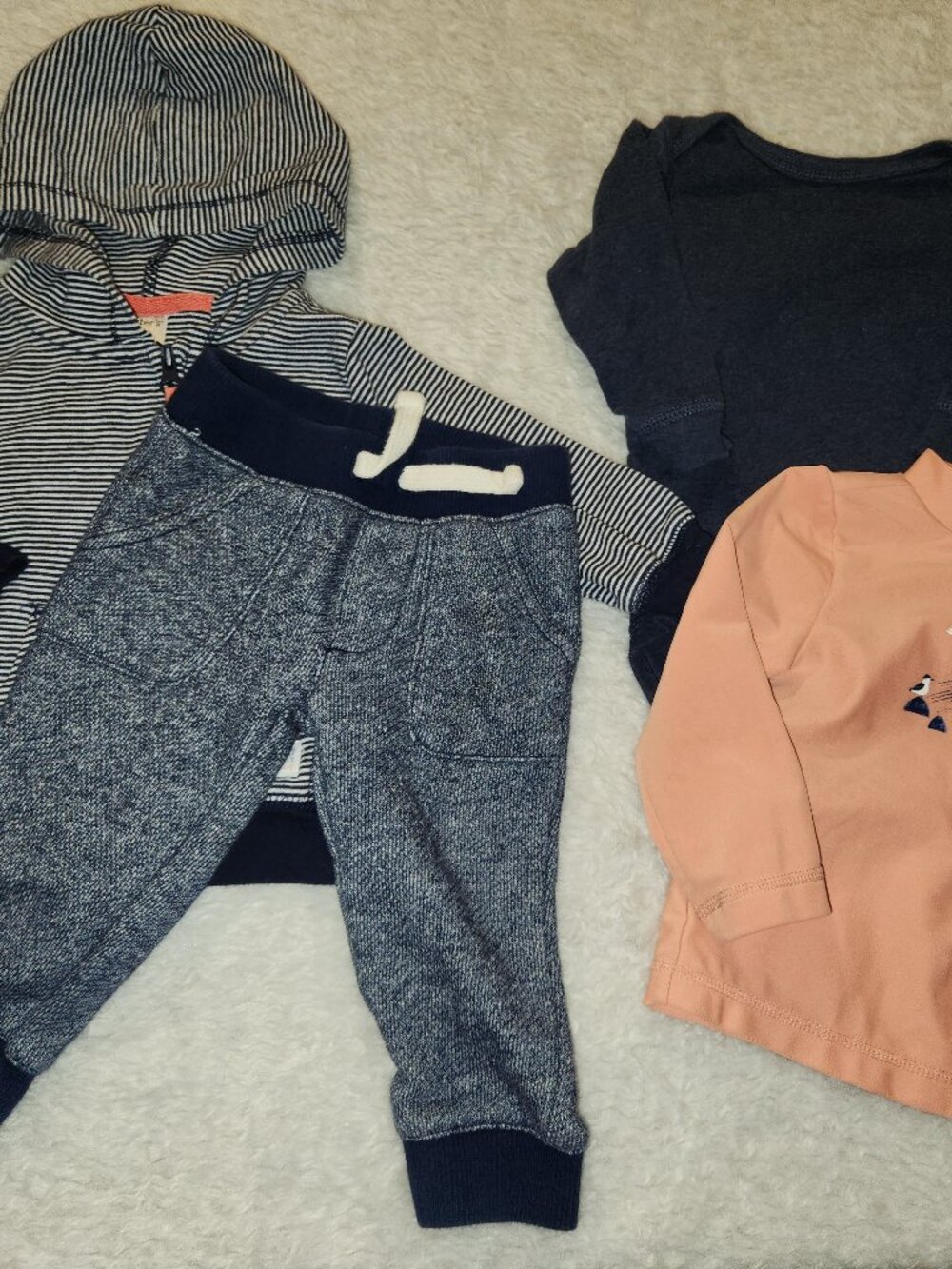 Baby Boy 5 Pc Clothing Lot 9M Carter's Hoodie Pants Bodysuit Swim Shirt